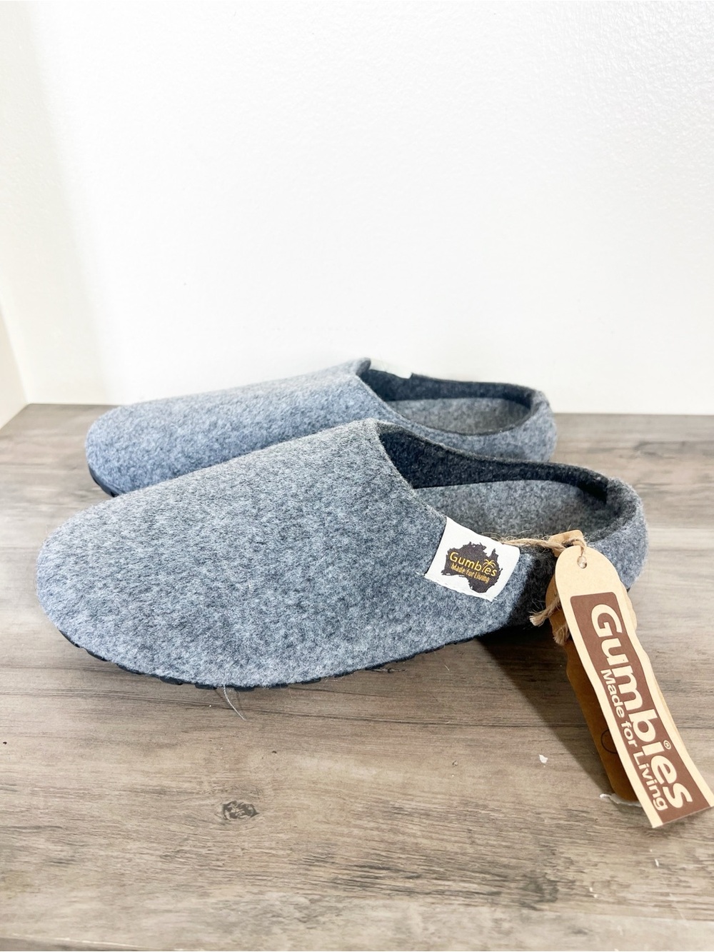Gumbies Mens Outback Grey Charcoal Felt Slip-On Slippers Mens 9 Womens 10